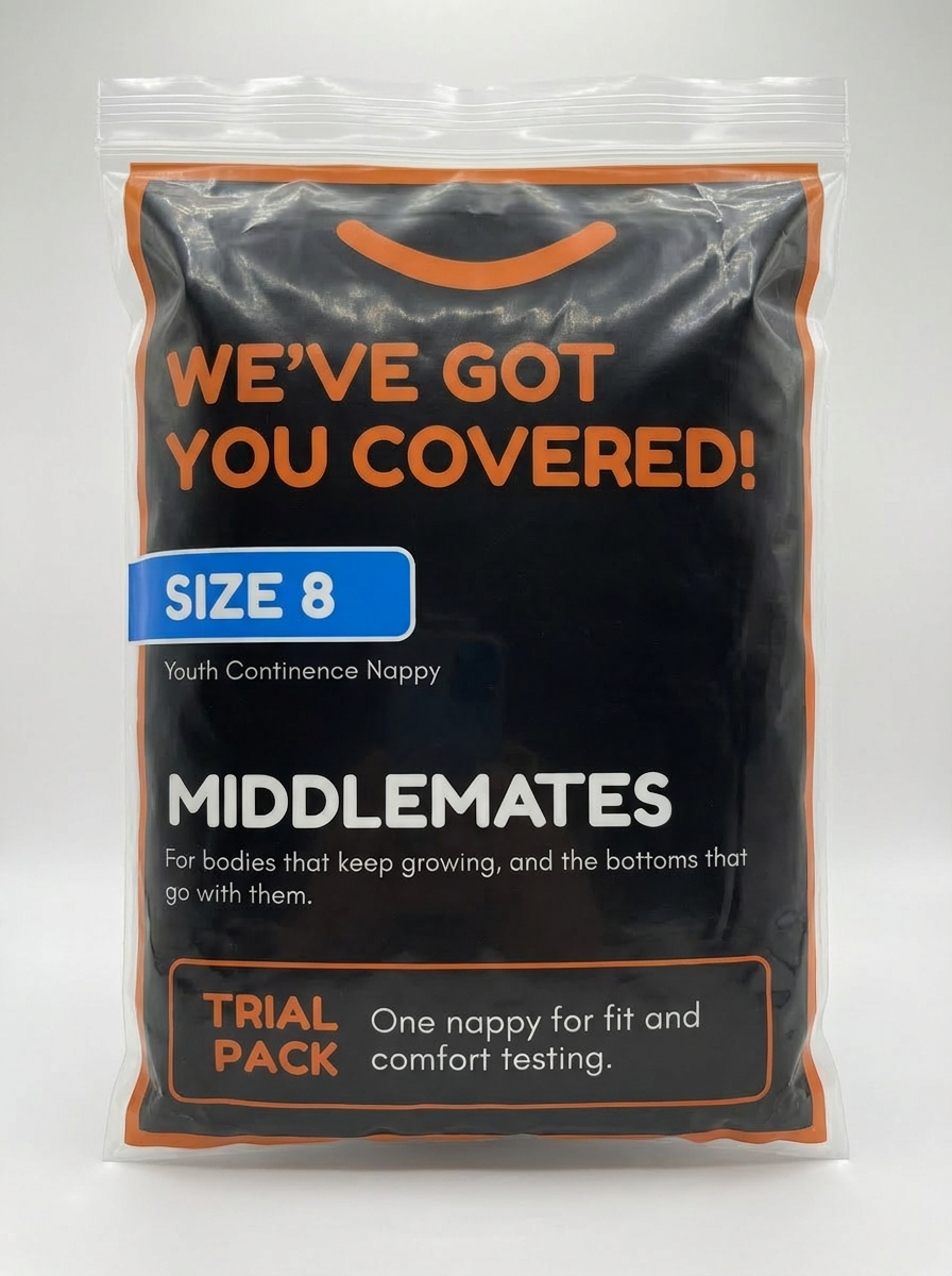 Packaged product labeled 'Middlemates' with text on a white background